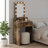 vidaXL Kaptafel met spiegellichten Wit 50 x 41 x 140 cm Bewerkt hout