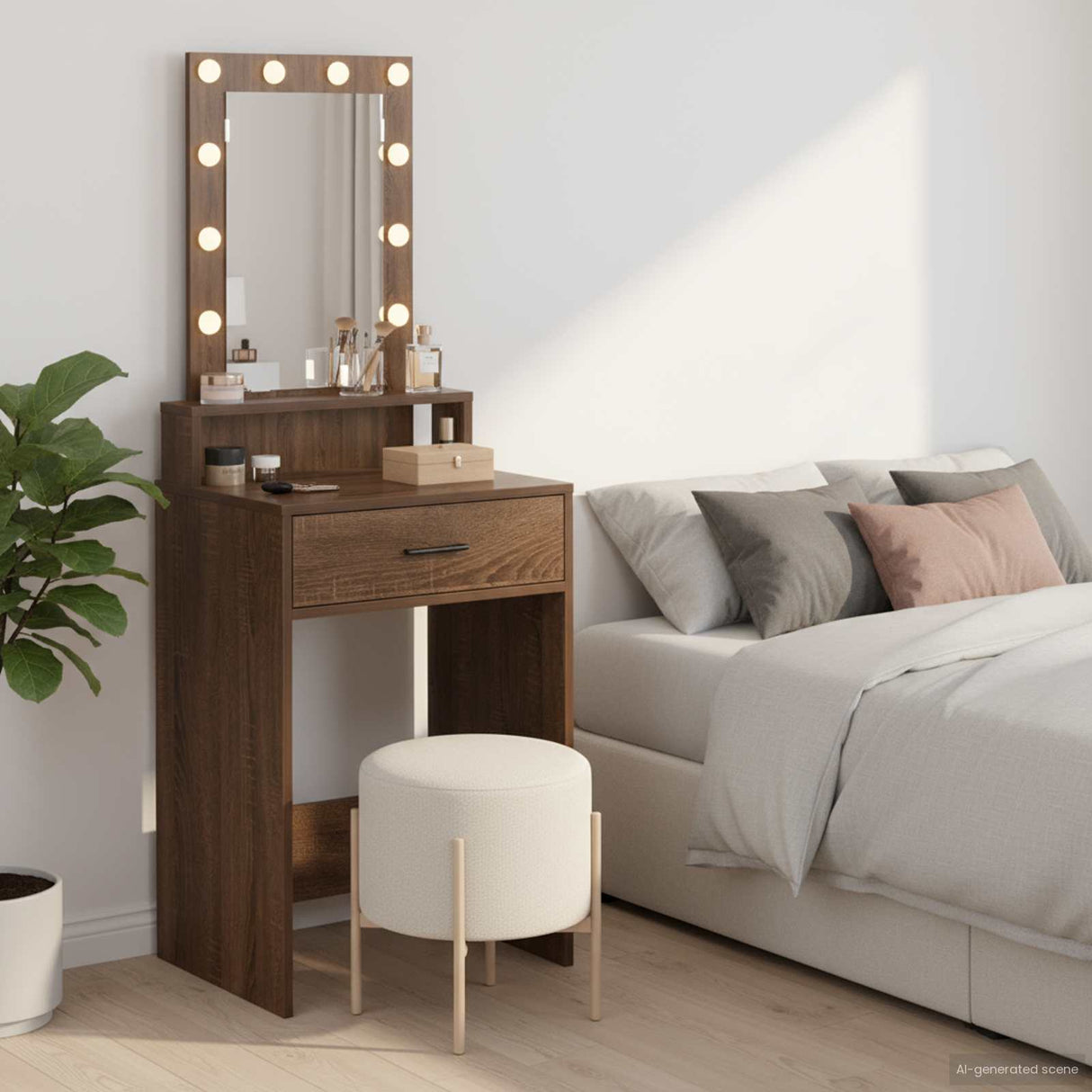 vidaXL Kaptafel met spiegellichten Wit 50 x 41 x 140 cm Bewerkt hout