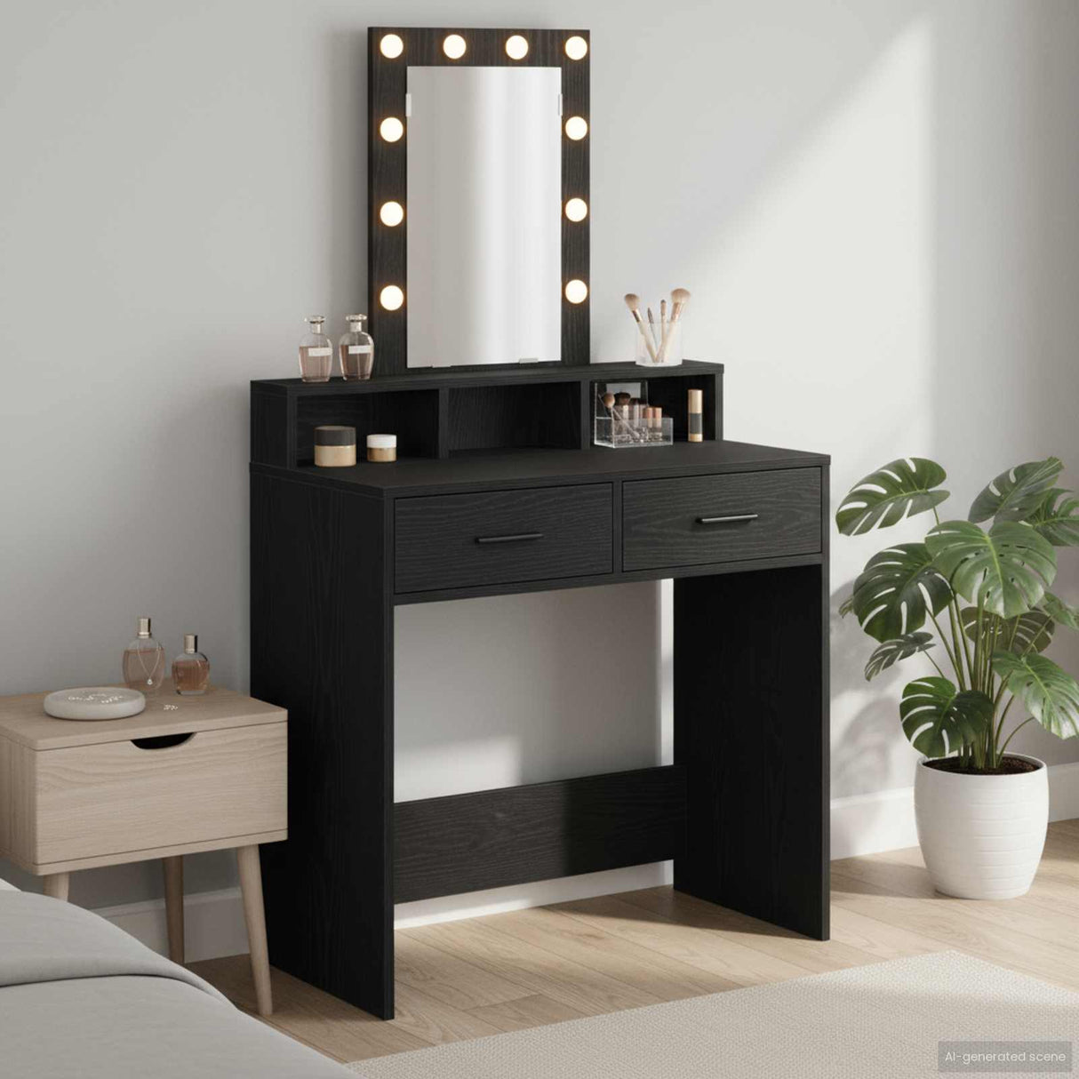 vidaXL Kaptafel met spiegellichten Wit 50 x 41 x 140 cm Bewerkt hout
