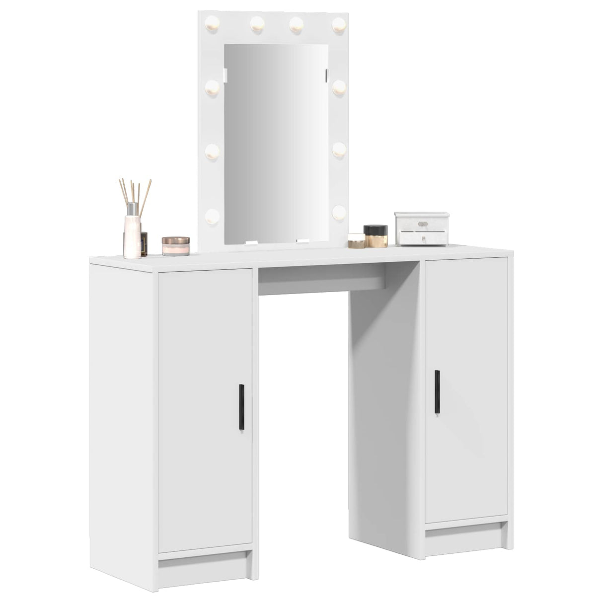 vidaXL Dressing Table with Mirror Lights White 102 x 33 x 135 cm Engineered Wood