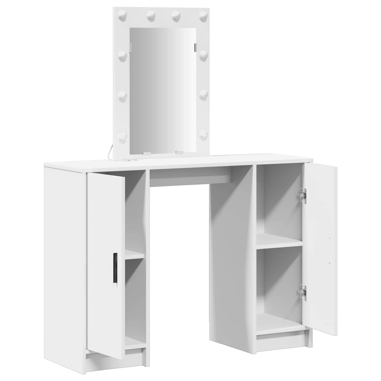 vidaXL Dressing Table with Mirror Lights White 102 x 33 x 135 cm Engineered Wood