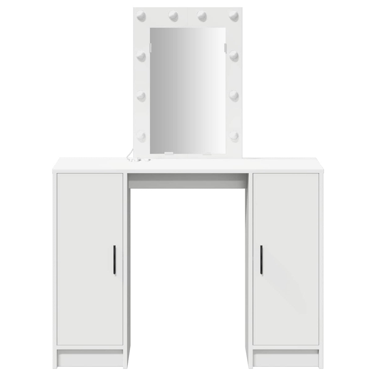 vidaXL Dressing Table with Mirror Lights White 102 x 33 x 135 cm Engineered Wood