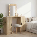 vidaXL Dressing Table with Mirror Lights White 102 x 33 x 135 cm Engineered Wood