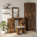 vidaXL Dressing Table with Mirror Lights White 102 x 33 x 135 cm Engineered Wood