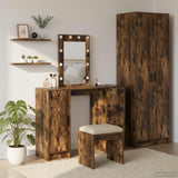 vidaXL Dressing Table with Mirror Lights White 102 x 33 x 135 cm Engineered Wood