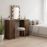 vidaXL Dressing Table with Mirror Lights White 102 x 33 x 135 cm Engineered Wood