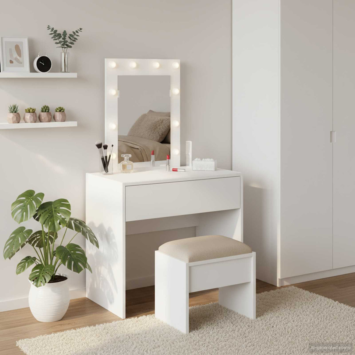 vidaXL Kaptafel met lade met opslag Wit 60 x 40 x 70 cm Bewerkt hout
