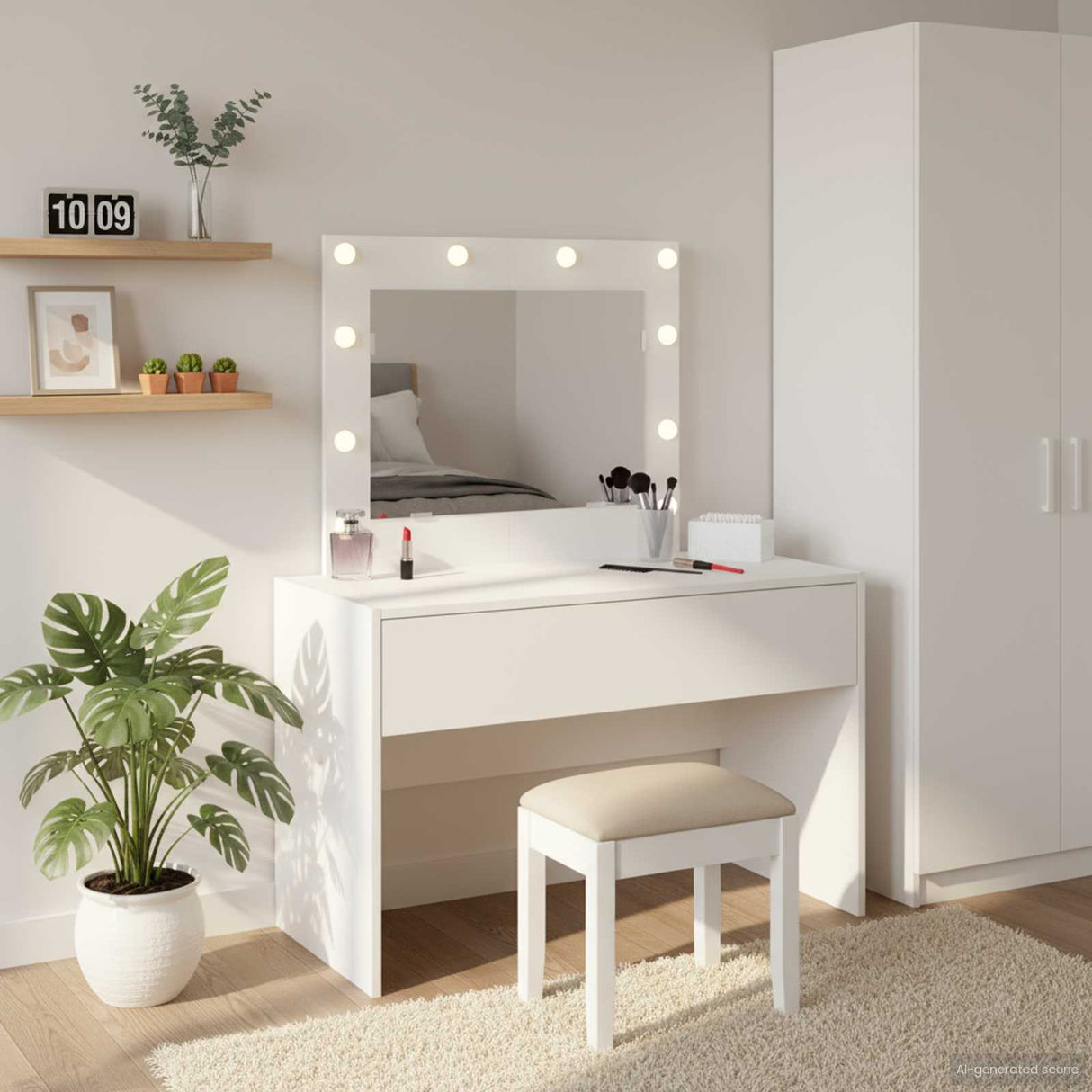 vidaXL Kaptafel met lade met opslag Wit 60 x 40 x 70 cm Bewerkt hout