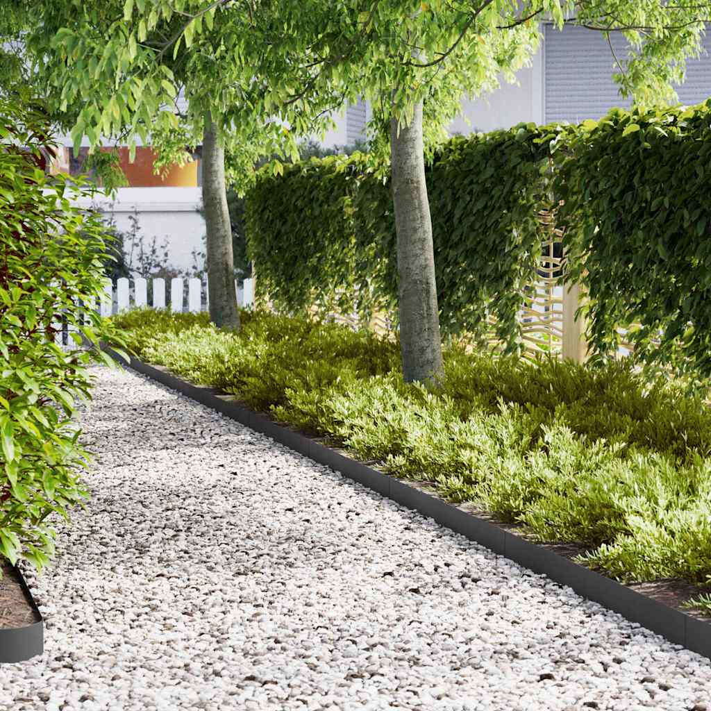 vidaXL Lawn Edging 50 pcs Black 100 x 0.05 x 20 cm