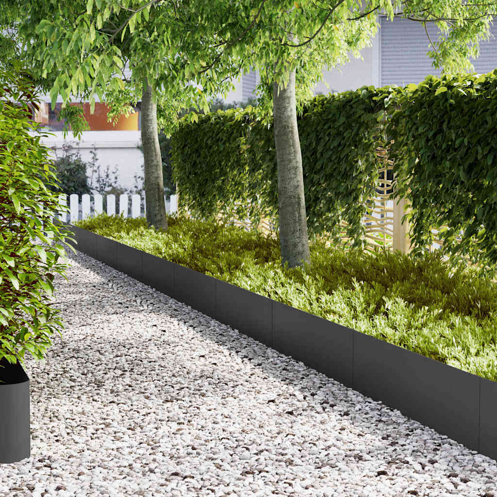 vidaXL Lawn Edging 50 pcs Black 100 x 0.05 x 20 cm