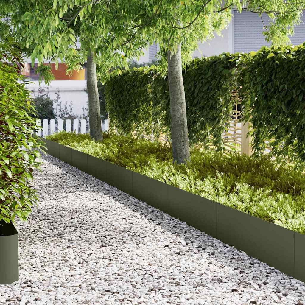 vidaXL Lawn Edging 50 pcs Black 100 x 0.05 x 20 cm