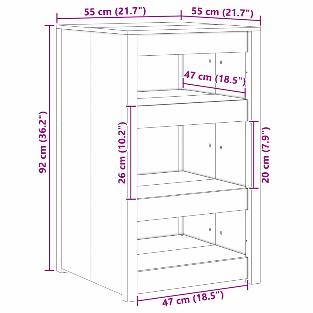 vidaXL Keuken Kast Bruin Eiken 55 x 55 x 92 cm Massief grenenhout
