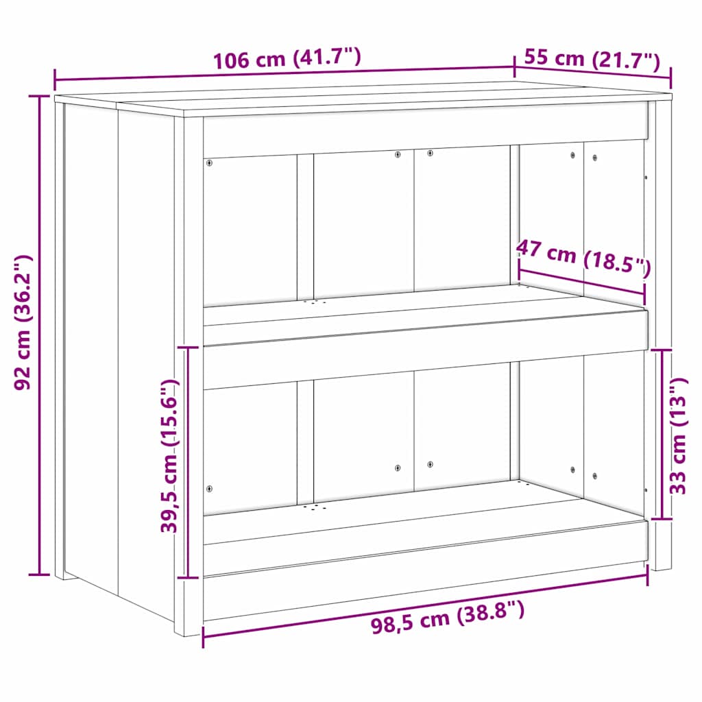 vidaXL Keuken Kast Bruin Eiken 106 x 55 x 92 cm Massief grenenhout