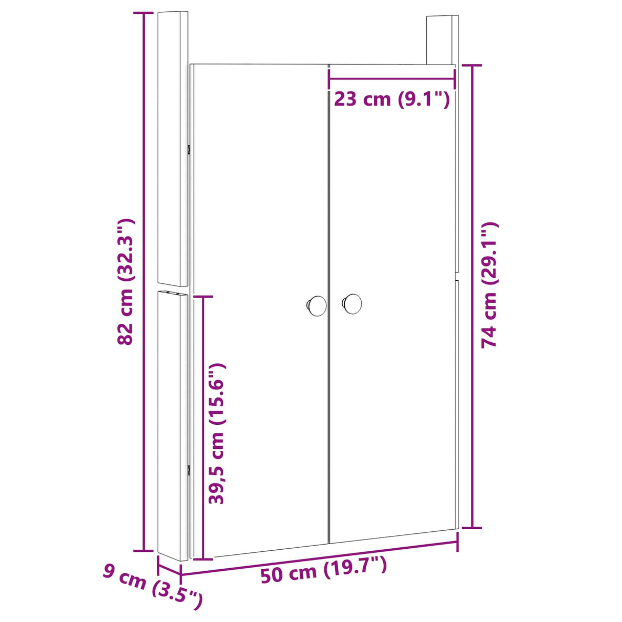 vidaXL Kitchen door Brown Oak 50 x 9 x 82 cm Solid pinewood