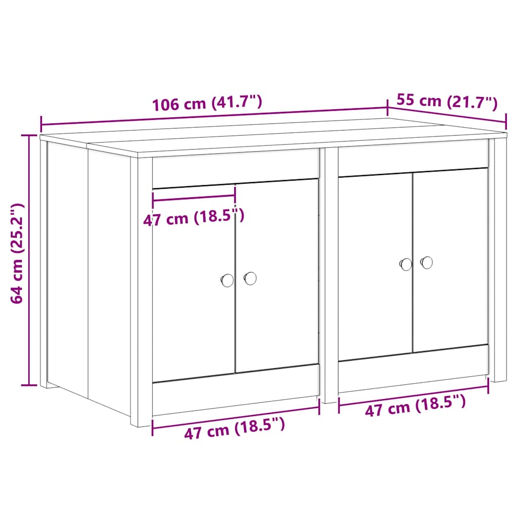 vidaXL Keuken Kast Bruin Eiken 106 x 55 x 64 cm Massief grenenhout
