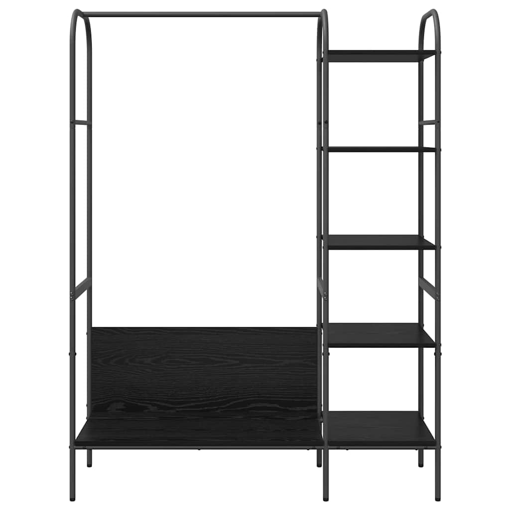 vidaXL Kledingrek met plank Zwart 120 x 44 x 160 cm Bewerkt hout