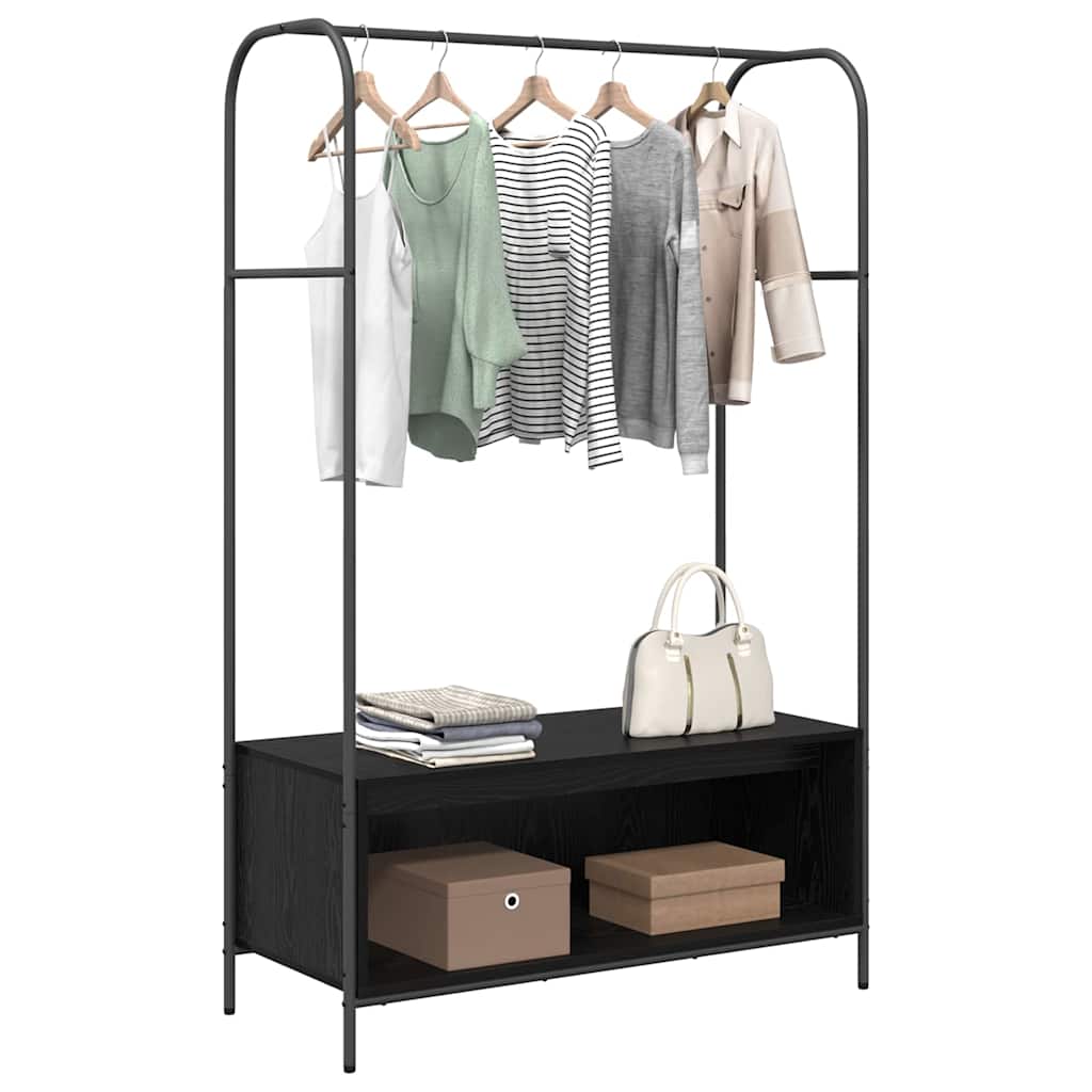 vidaXL Kledingrek met opslag Zwart 100 x 44 x 160 cm Bewerkt hout