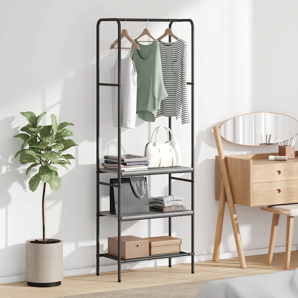vidaXL Kledingrek met plank Zwart Eiken 60 x 30 x 171 cm Bewerkt hout