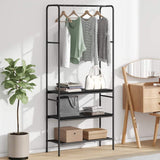 vidaXL Kledingrek Zwart Eiken 77 x 30 x 171 cm Bewerkt hout