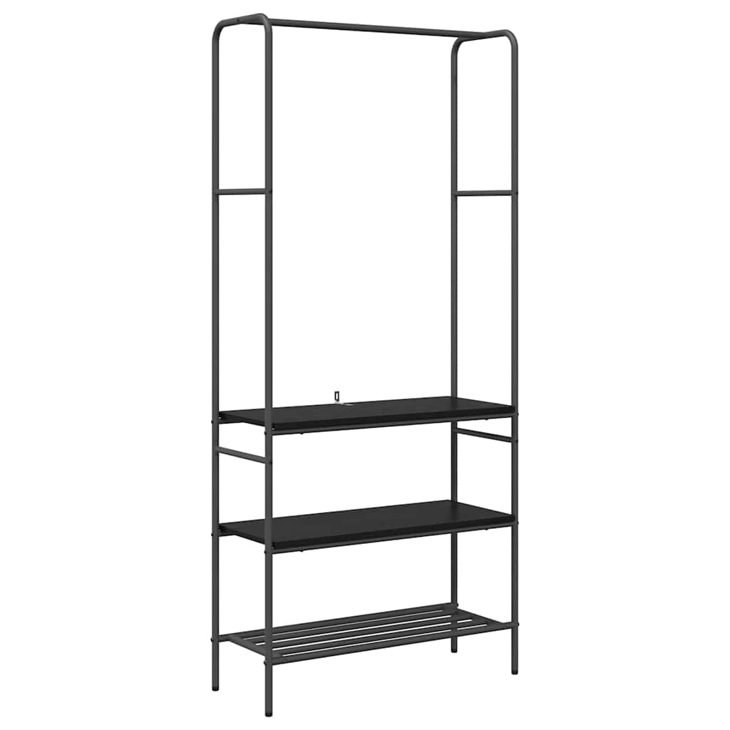 vidaXL Kledingrek Zwart Eiken 77 x 30 x 171 cm Bewerkt hout