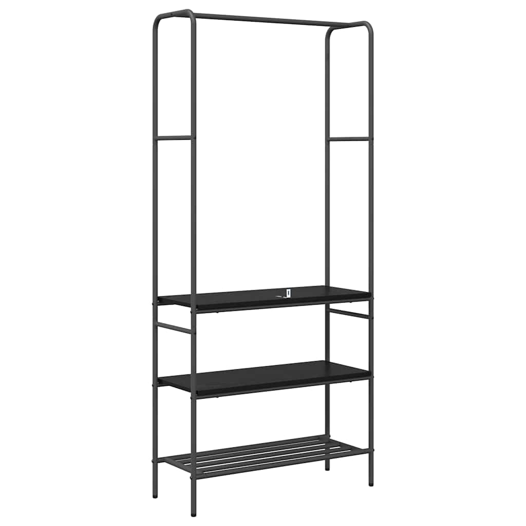 vidaXL Kledingrek Zwart Eiken 77 x 30 x 171 cm Bewerkt hout