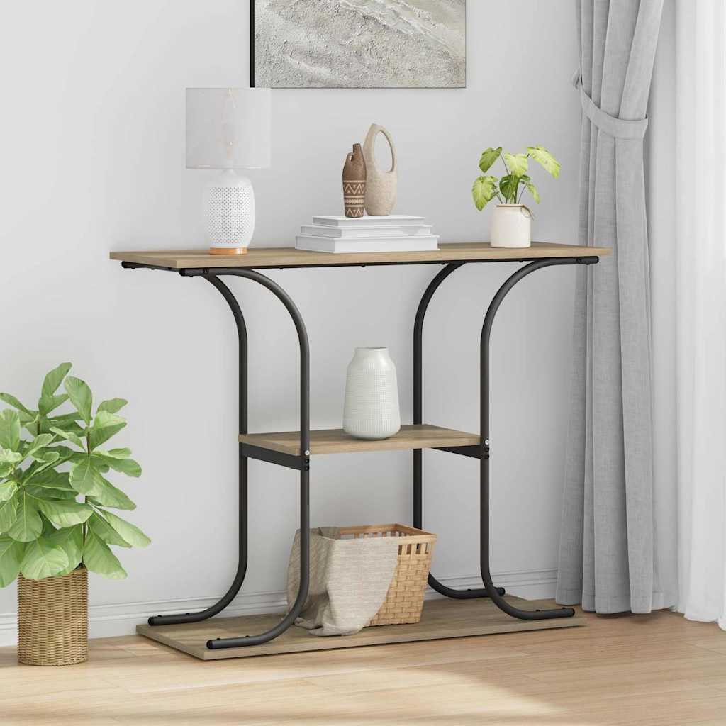 vidaXL Wandtafel met plank Zwart Eiken 101 x 35 x 80,5 cm Bewerkt hout