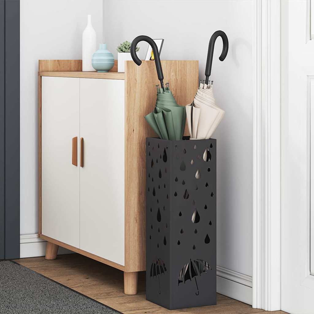 vidaXL Opslaghaak & Rek met opslag Zwart 15,5 x 15,5 x 49 cm Metaal