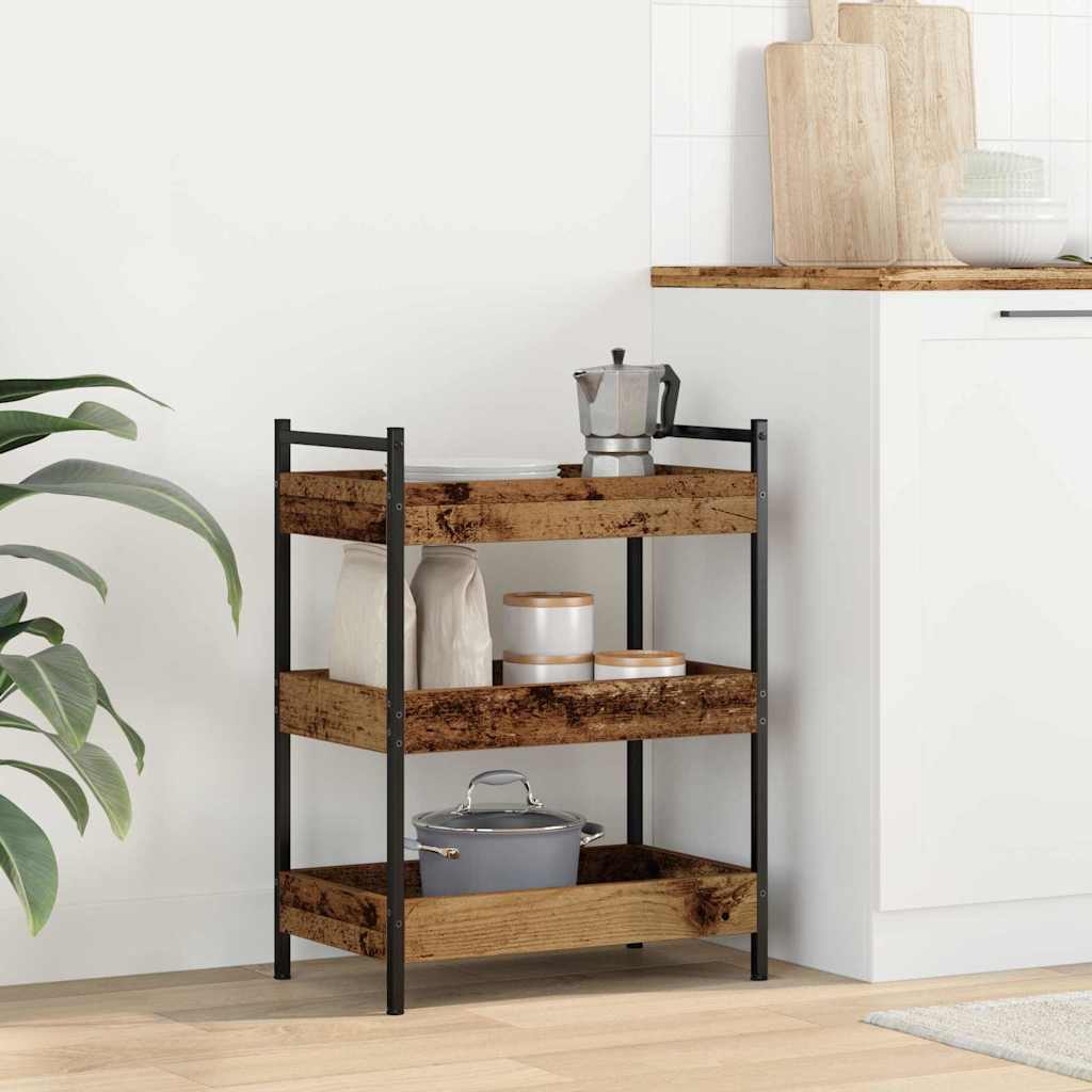 vidaXL Kitchen Trolley 50x30x70 cm Engineered Wood Black