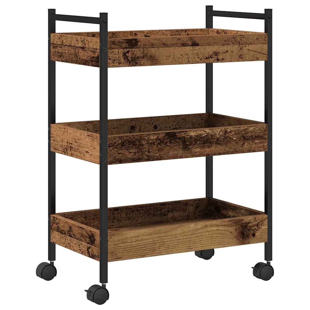vidaXL Kitchen Trolley 50x30x70 cm Engineered Wood Black