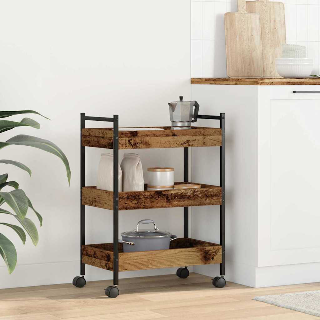 vidaXL Kitchen Trolley 50x30x70 cm Engineered Wood Black