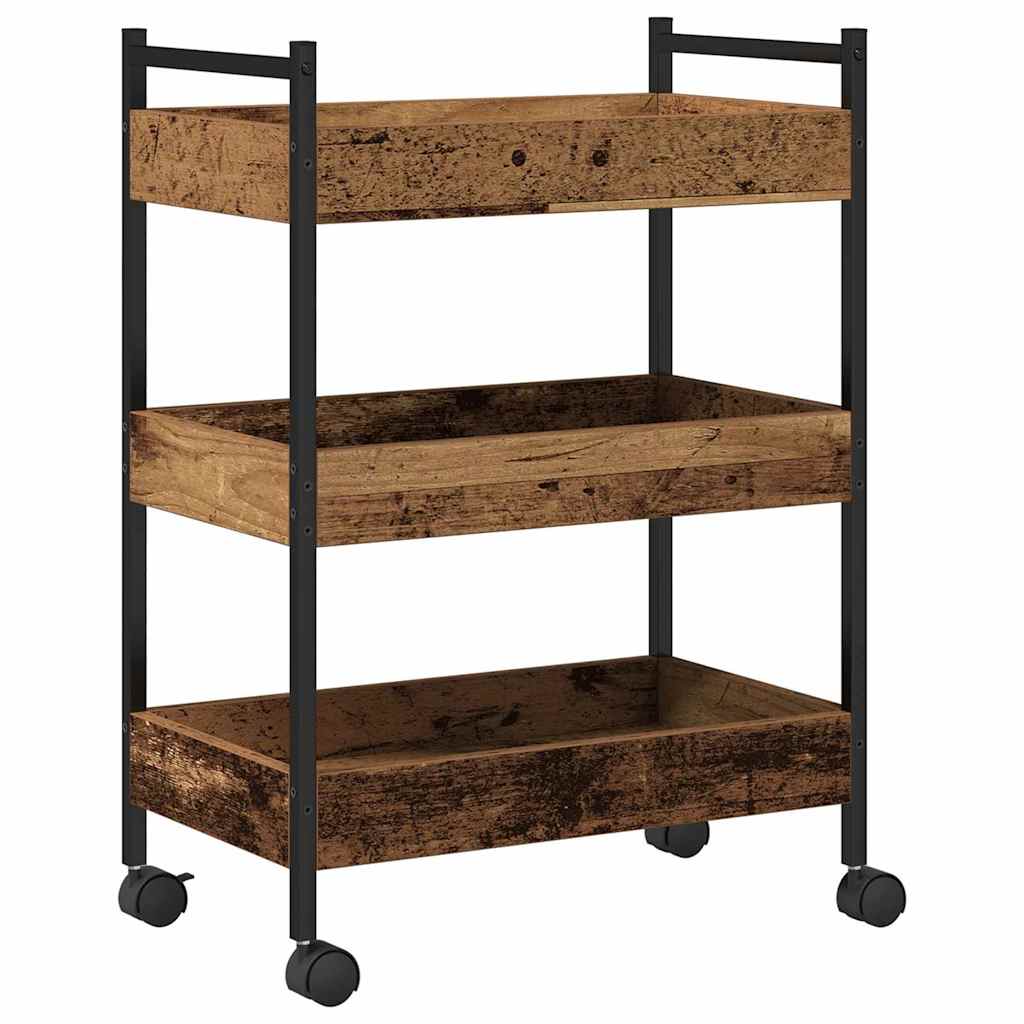 vidaXL Kitchen Trolley 50x30x70 cm Engineered Wood Black