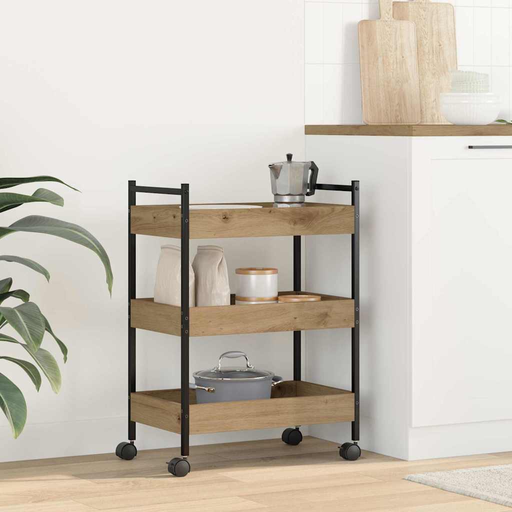 vidaXL Kitchen Trolley 50x30x70 cm Engineered Wood Black