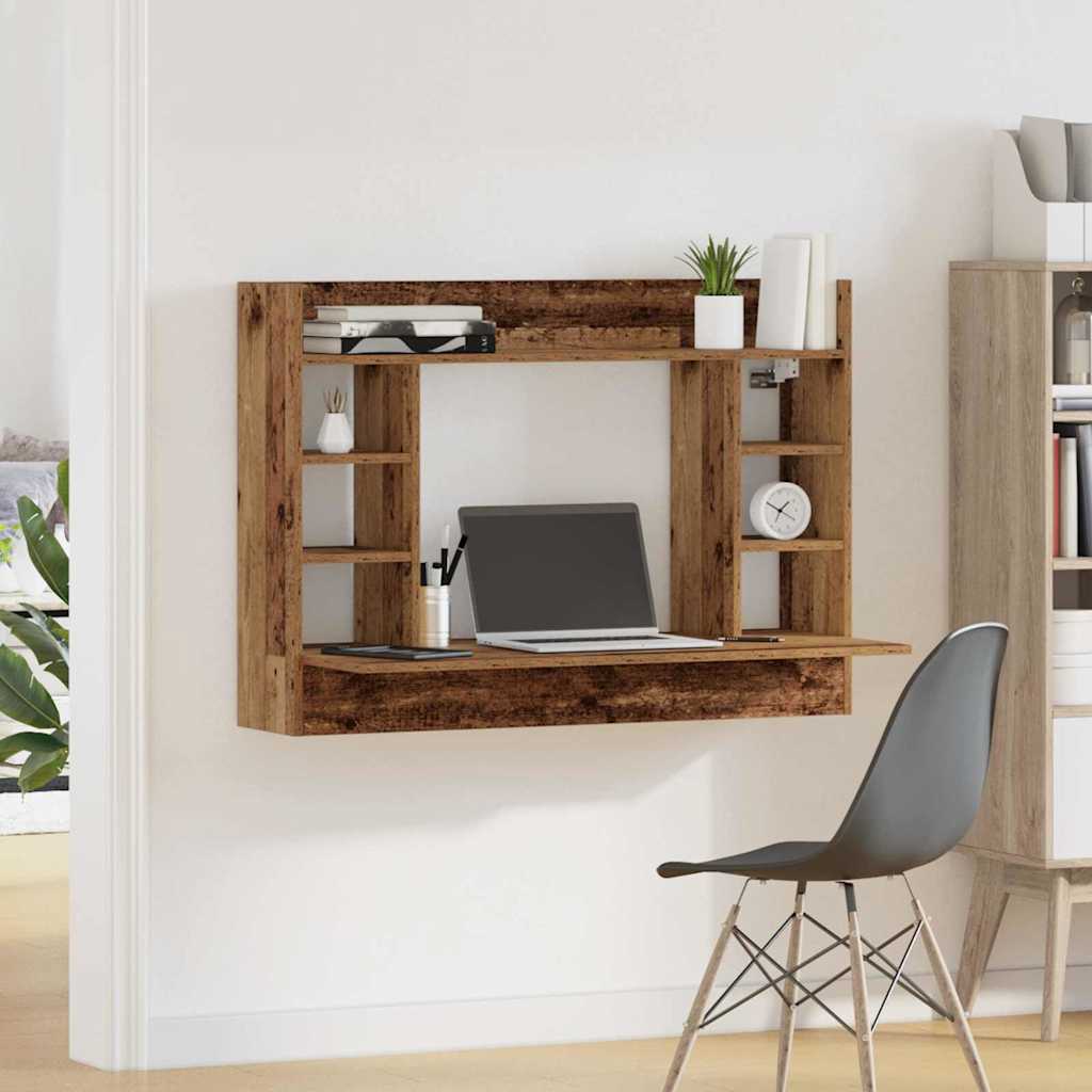 vidaXL Wandbureau 105x48x75 cm bewerkt hout wit