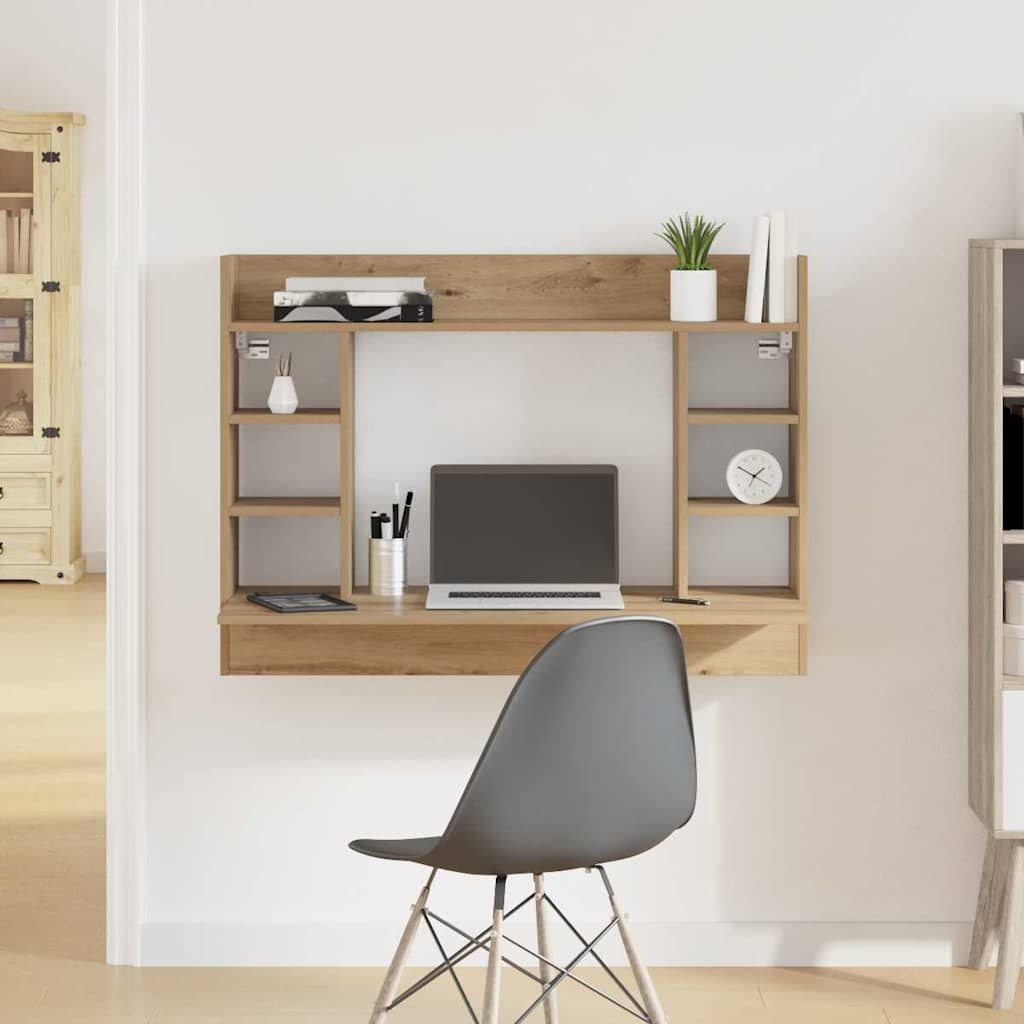 vidaXL Wandbureau 105x48x75 cm bewerkt hout wit