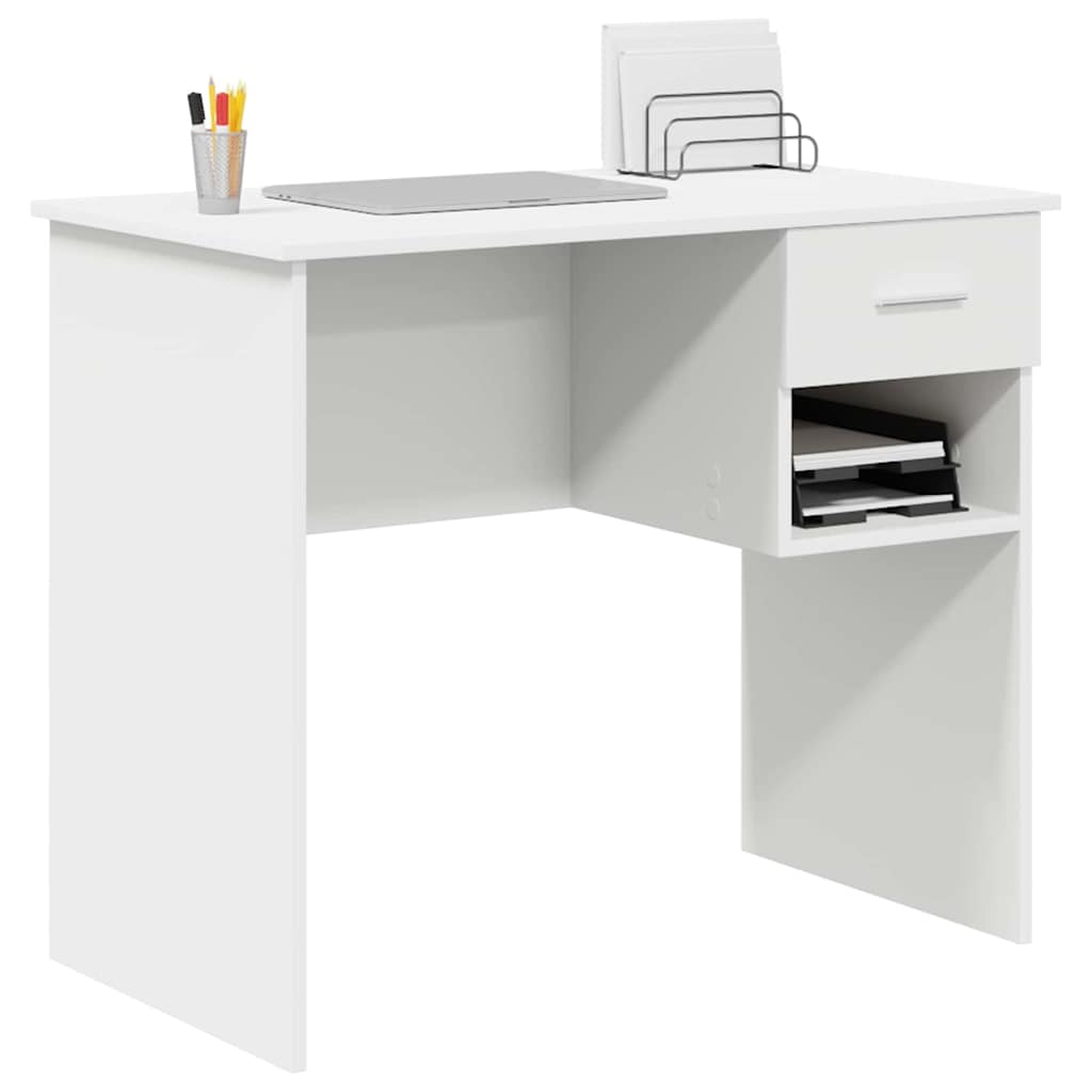 vidaXL Bureau met lade met plank Wit 90 x 49 x 75 cm Bewerkt hout