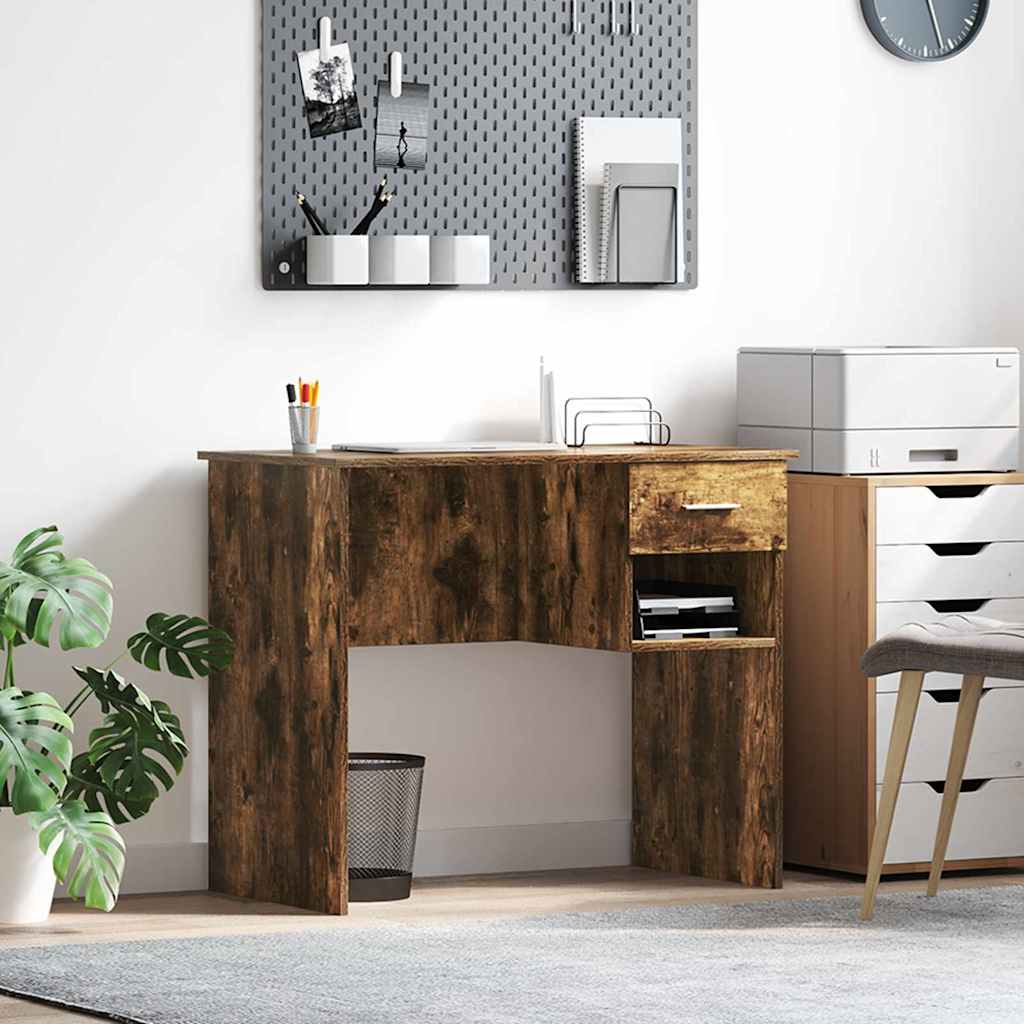 vidaXL Bureau met lade met plank Wit 90 x 49 x 75 cm Bewerkt hout