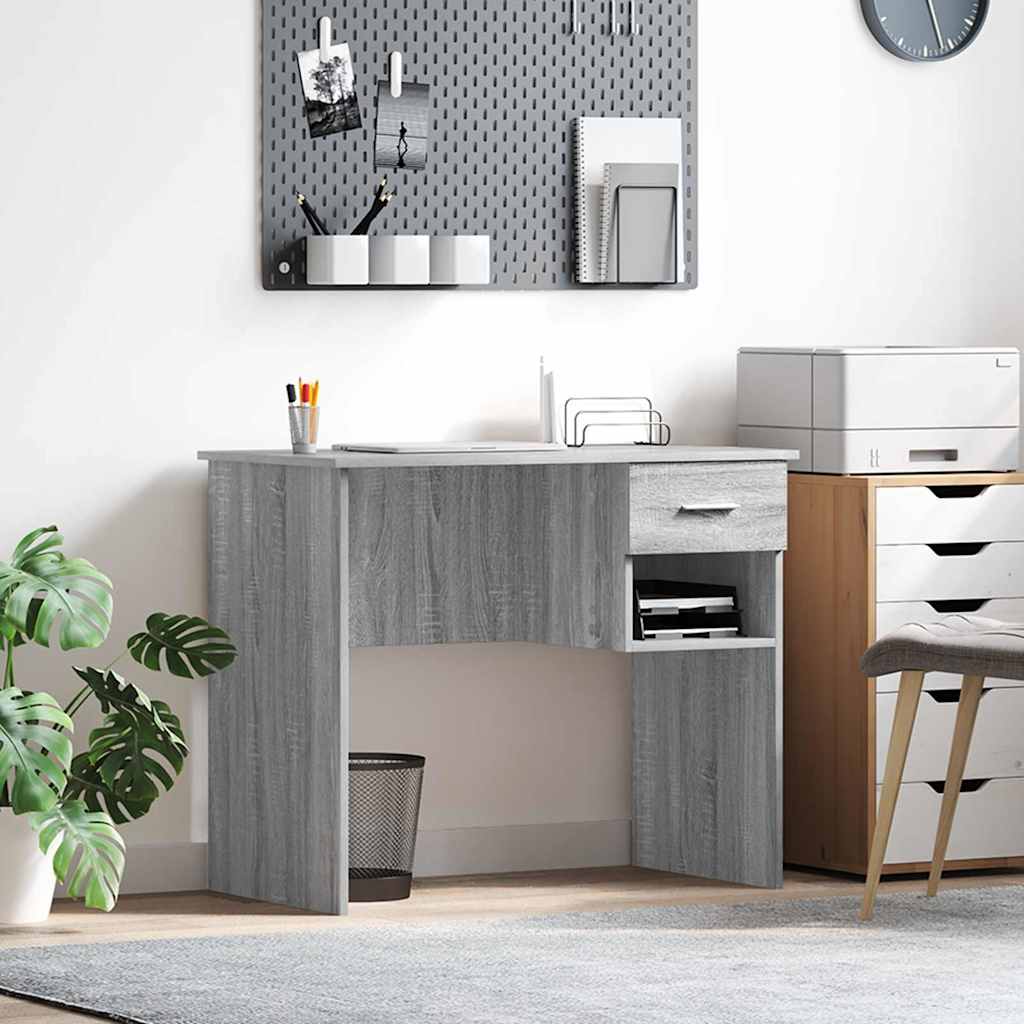 vidaXL Bureau met lade met plank Wit 90 x 49 x 75 cm Bewerkt hout