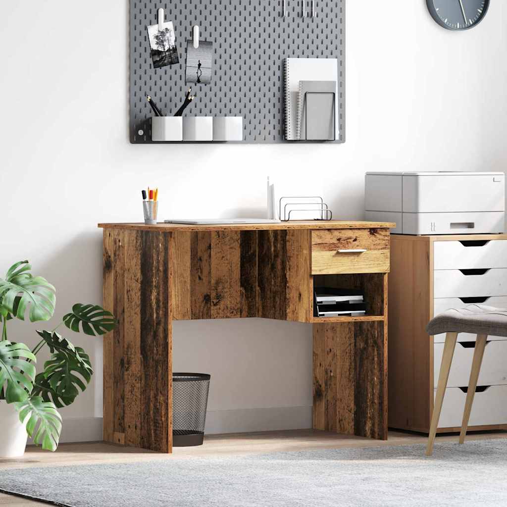 vidaXL Bureau met lade met plank Wit 90 x 49 x 75 cm Bewerkt hout