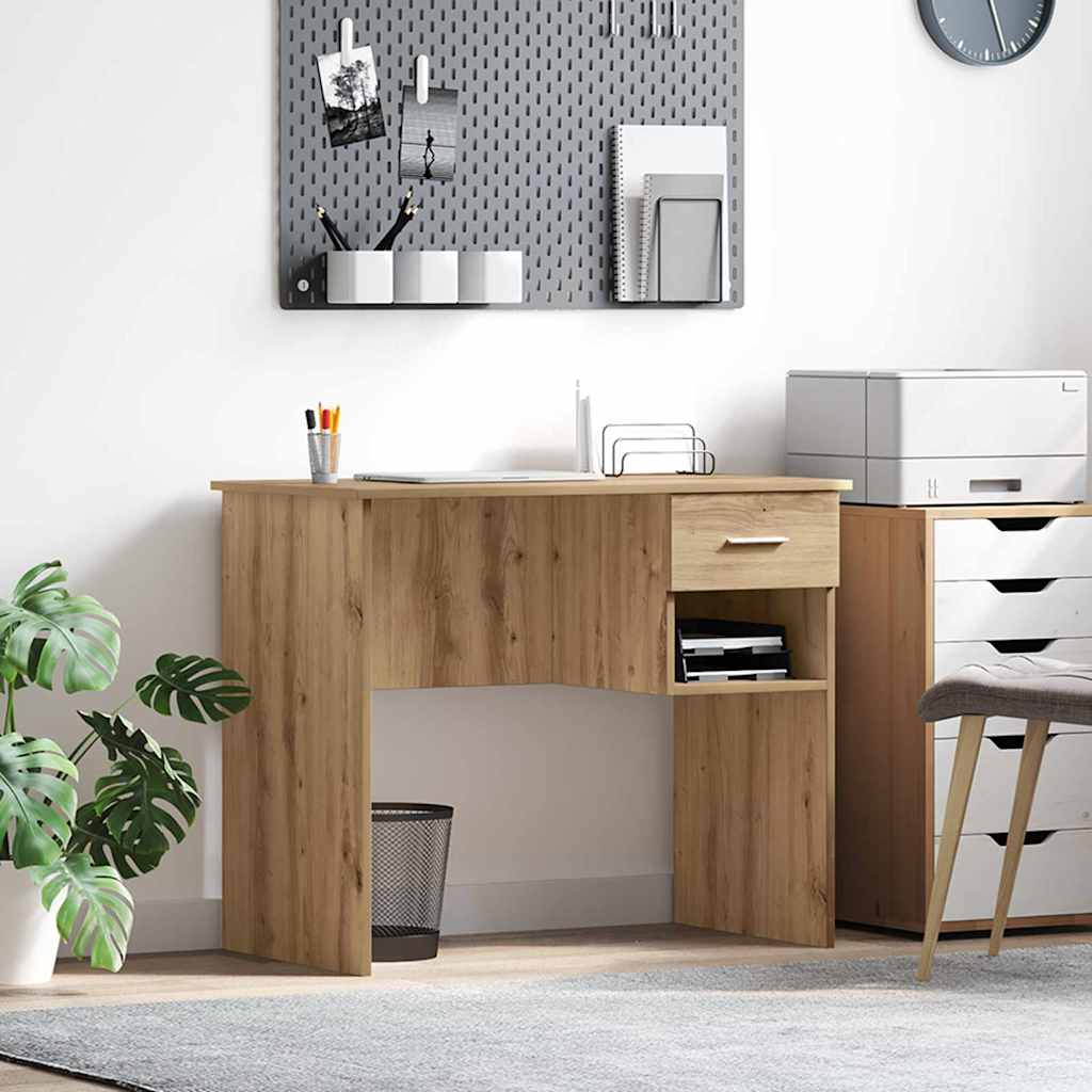 vidaXL Bureau met lade met plank Wit 90 x 49 x 75 cm Bewerkt hout