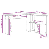 vidaXL Bureau met plank met opslag Wit 142 x 102 x 73 cm Bewerkt hout