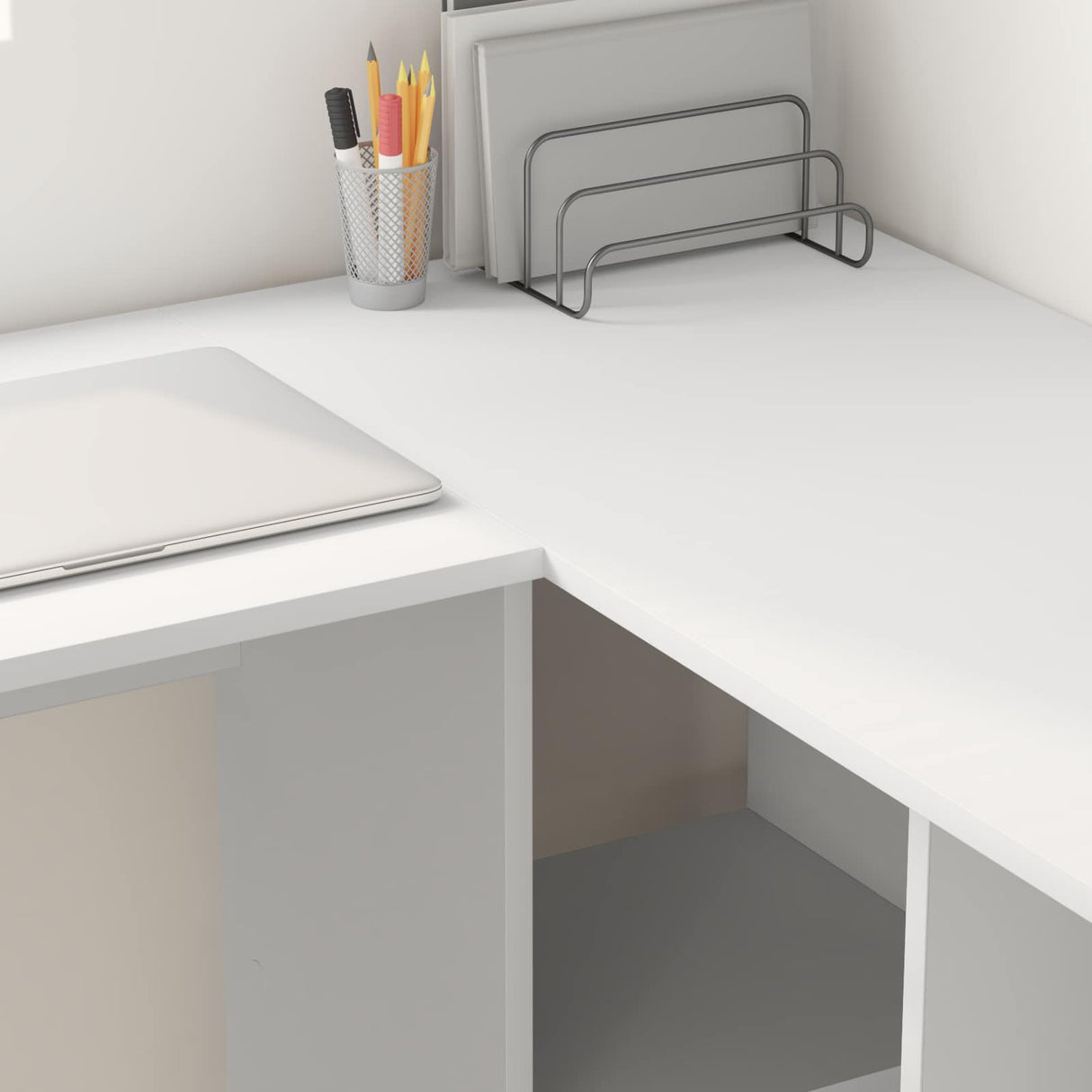 vidaXL Bureau met plank met opslag Wit 142 x 102 x 73 cm Bewerkt hout