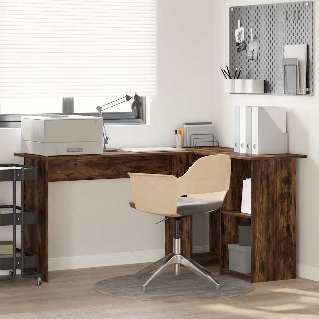 vidaXL Bureau met plank met opslag Wit 142 x 102 x 73 cm Bewerkt hout