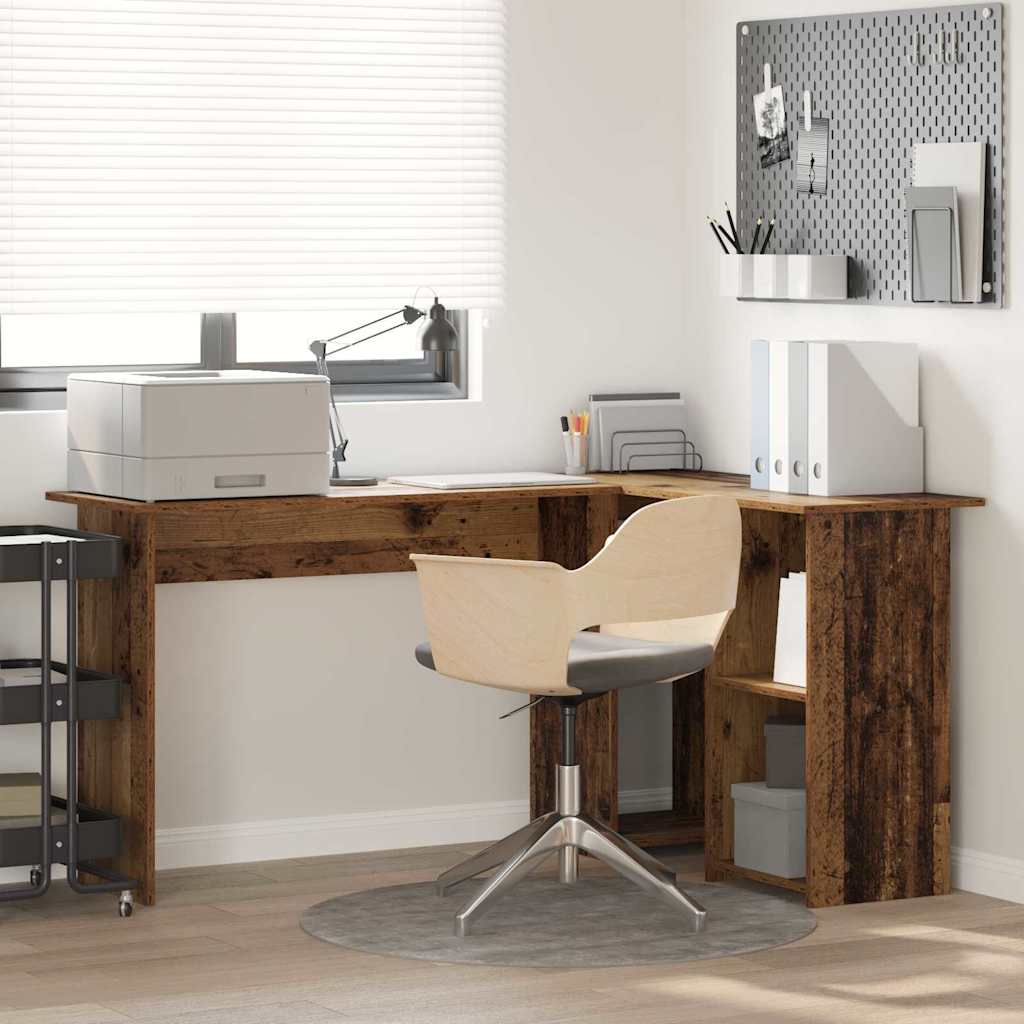 vidaXL Bureau met plank met opslag Wit 142 x 102 x 73 cm Bewerkt hout