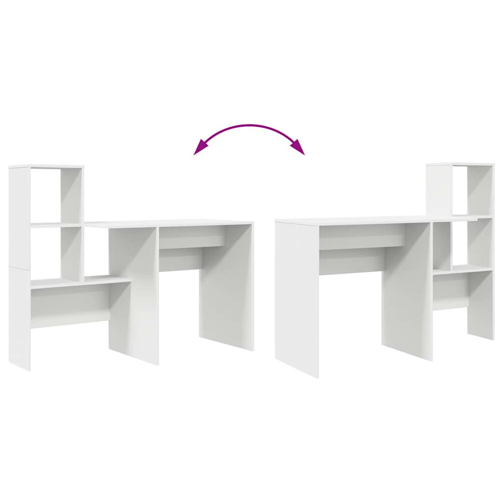 vidaXL Desk with Shelf White 131.5 x 50 x 106.5 cm Engineered Wood