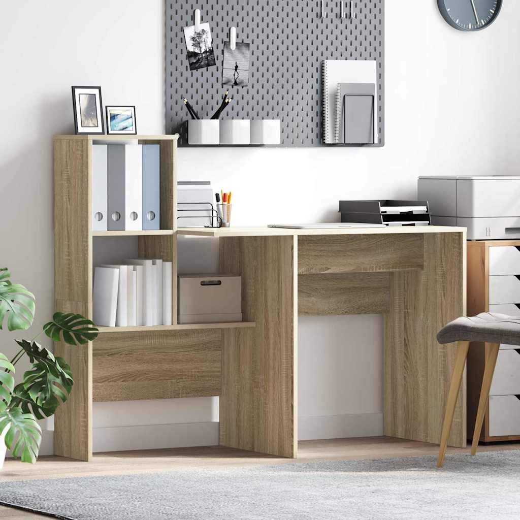 vidaXL Desk with Shelf White 131.5 x 50 x 106.5 cm Engineered Wood