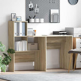 vidaXL Desk with Shelf White 131.5 x 50 x 106.5 cm Engineered Wood