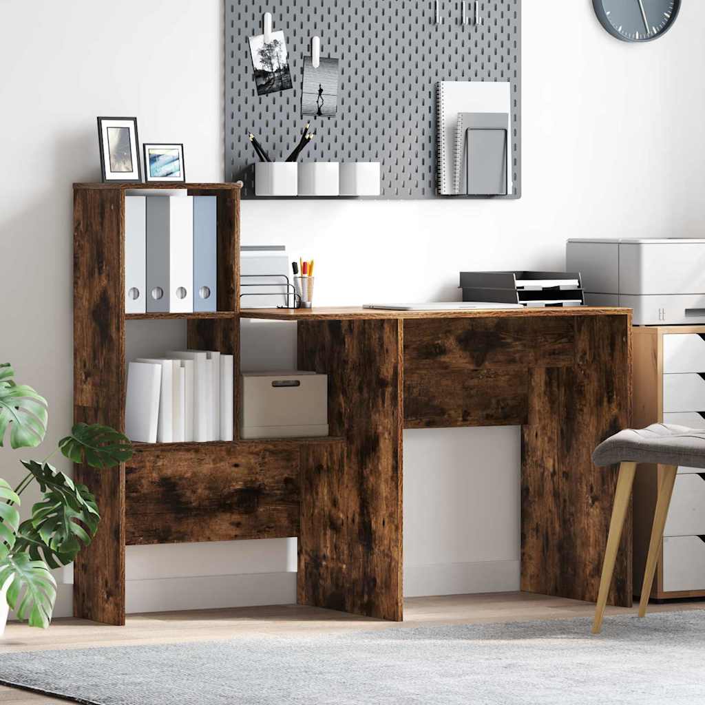 vidaXL Desk with Shelf White 131.5 x 50 x 106.5 cm Engineered Wood