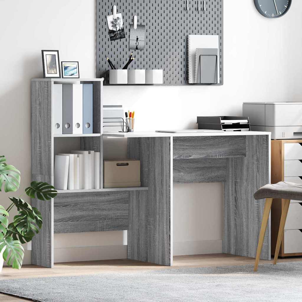 vidaXL Desk with Shelf White 131.5 x 50 x 106.5 cm Engineered Wood