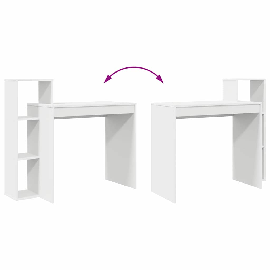 vidaXL Bureau met plank met opslag Wit 100 x 40 x 90 cm Bewerkt hout