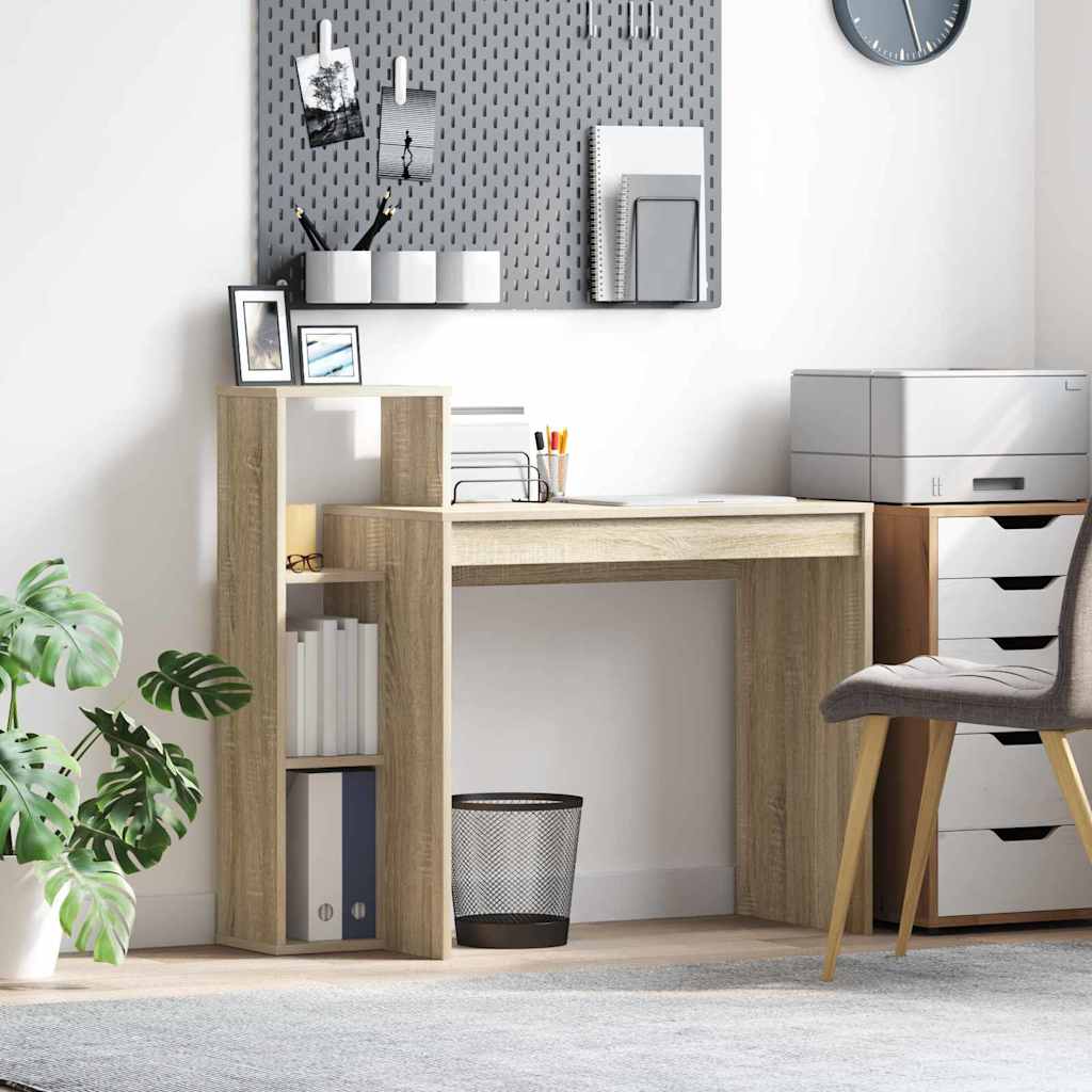 vidaXL Bureau met plank met opslag Wit 100 x 40 x 90 cm Bewerkt hout